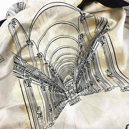 Trinity College Dublin Silk Scarf Cream & Black
