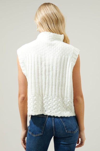 Trish Mixed Knit Mock Neck Sweater Vest