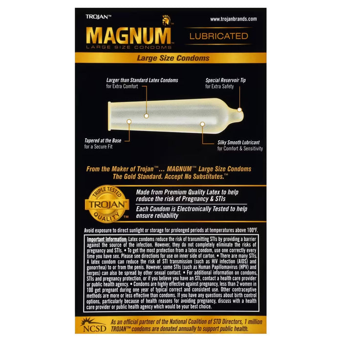 Trojan Magnum Lubricated Condoms - 12 Ct - 48 Pack