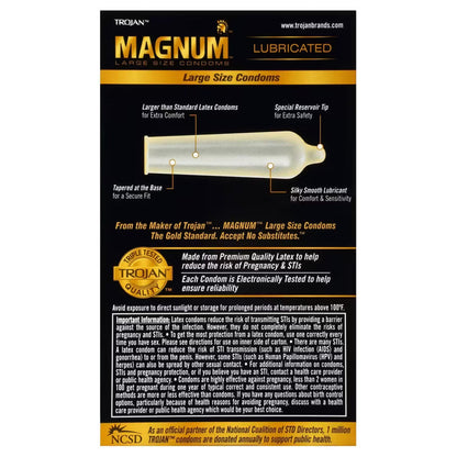 Trojan Magnum Lubricated Condoms - 12 Ct - 48 Pack