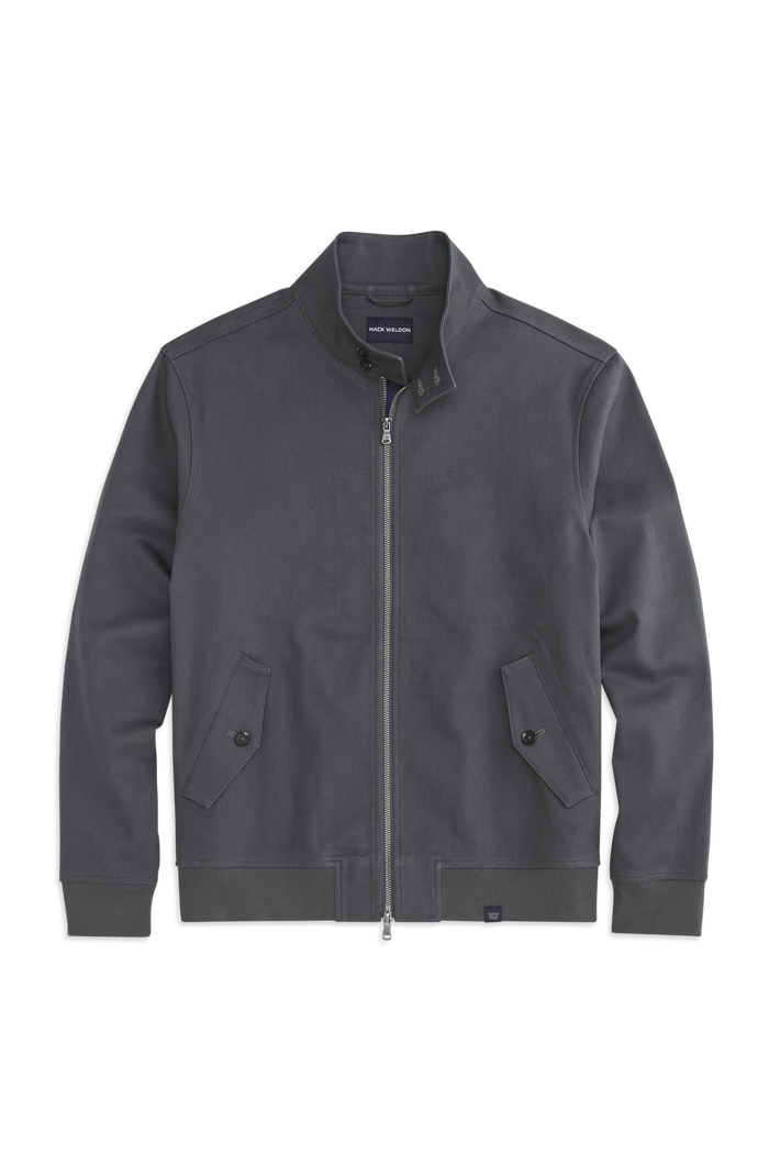 Front view of Twill Harrington Jacket in Asphalt