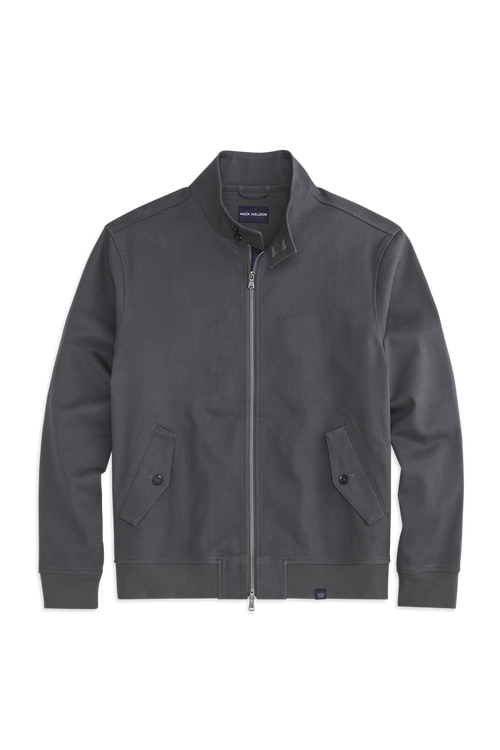 Front view of Twill Harrington Jacket in Asphalt