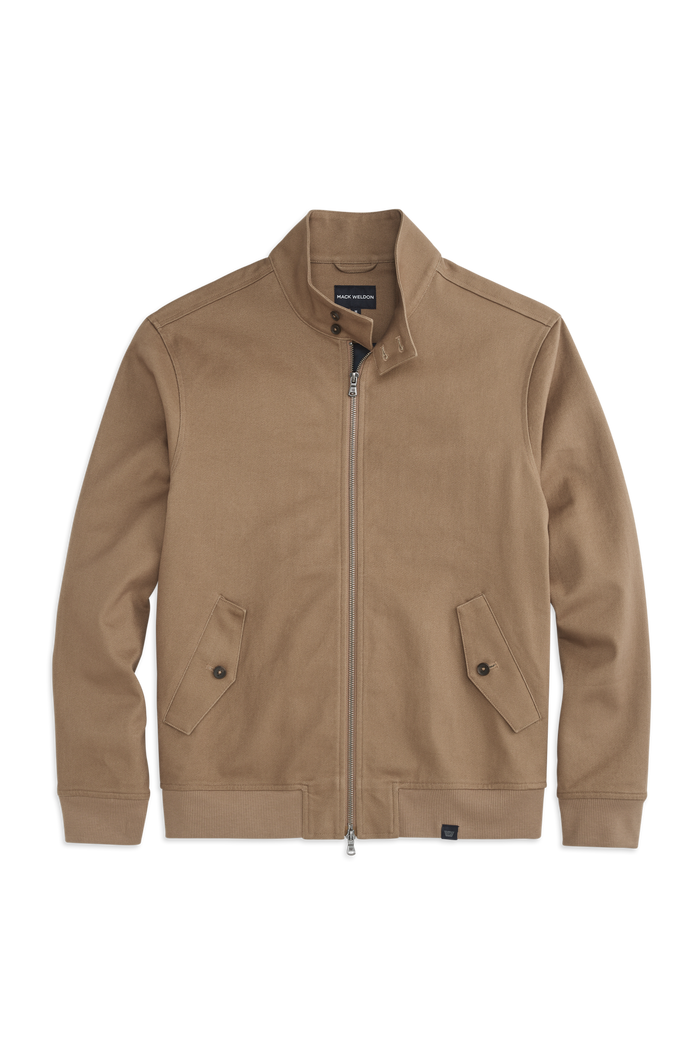 Front view of Twill Harrington Jacket in Shroom
