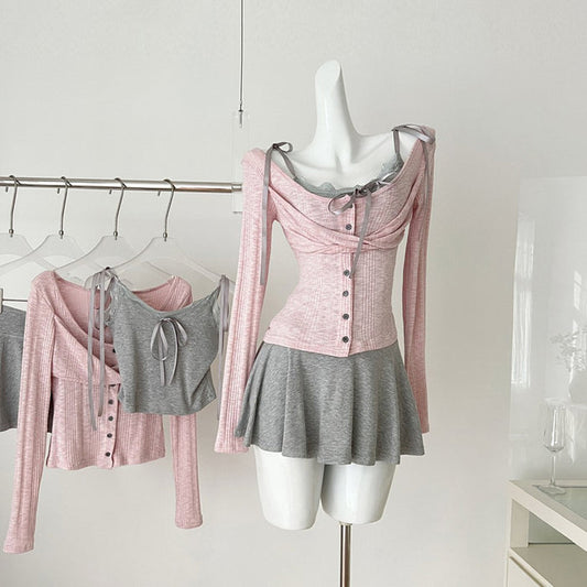 Two Piece Layered Y2K Top - Fashionnsio