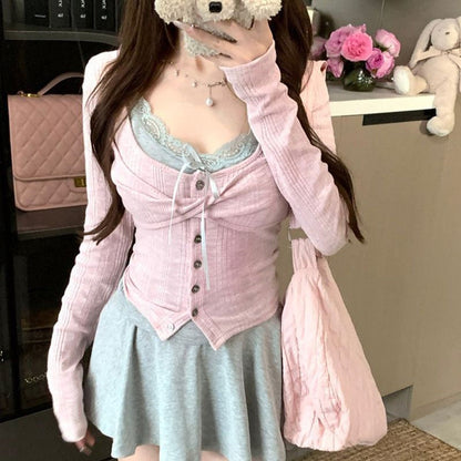 Two Piece Layered Y2K Top - Fashionnsio