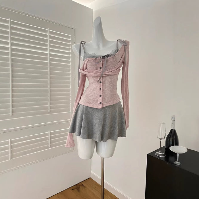Two Piece Layered Y2K Top - Fashionnsio
