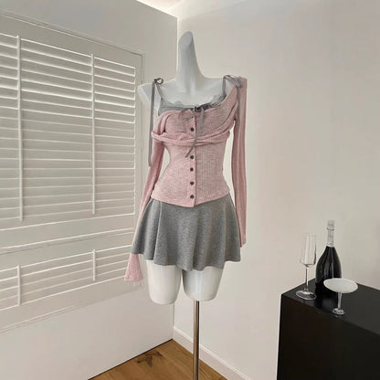 Two Piece Layered Y2K Top - Fashionnsio