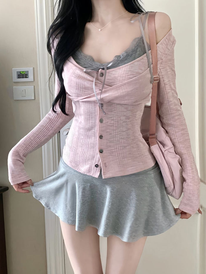 Two Piece Layered Y2K Top - Fashionnsio