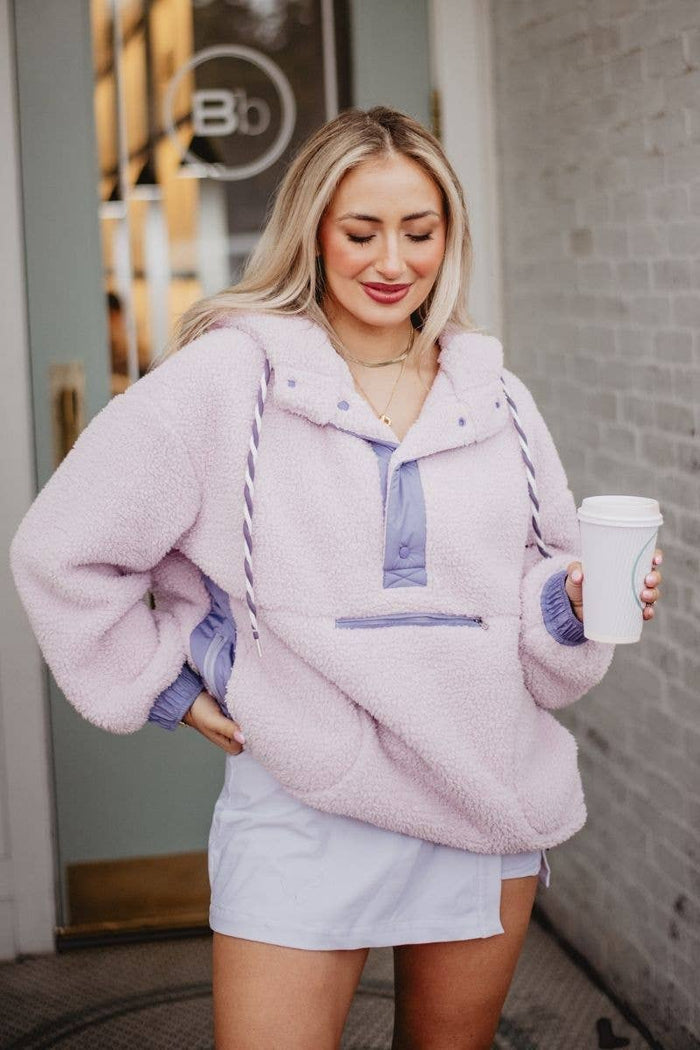 Two-Toned Sherpa Pullover: Light Purple - Intimate Whispers