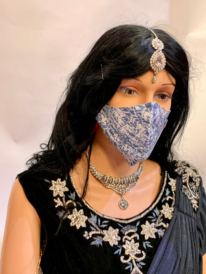Unisex Designer Blue on white Printed Cloth Face Masks