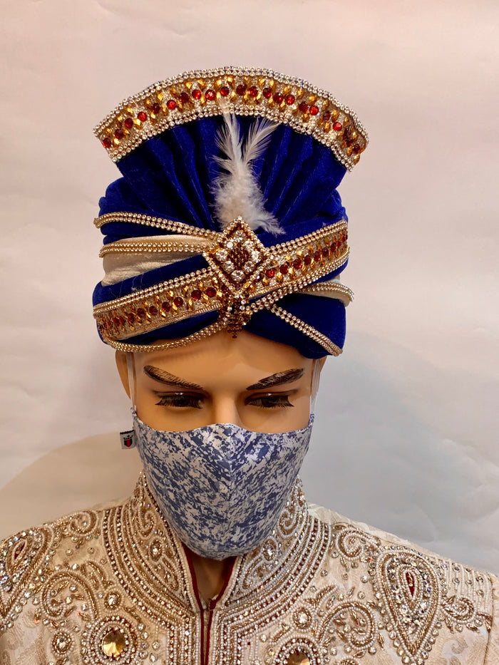 Unisex Designer Blue on white Printed Cloth Face Masks