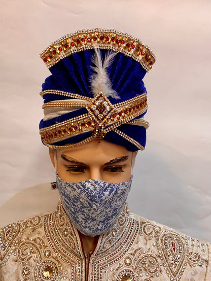 Unisex Designer Blue on white Printed Cloth Face Masks