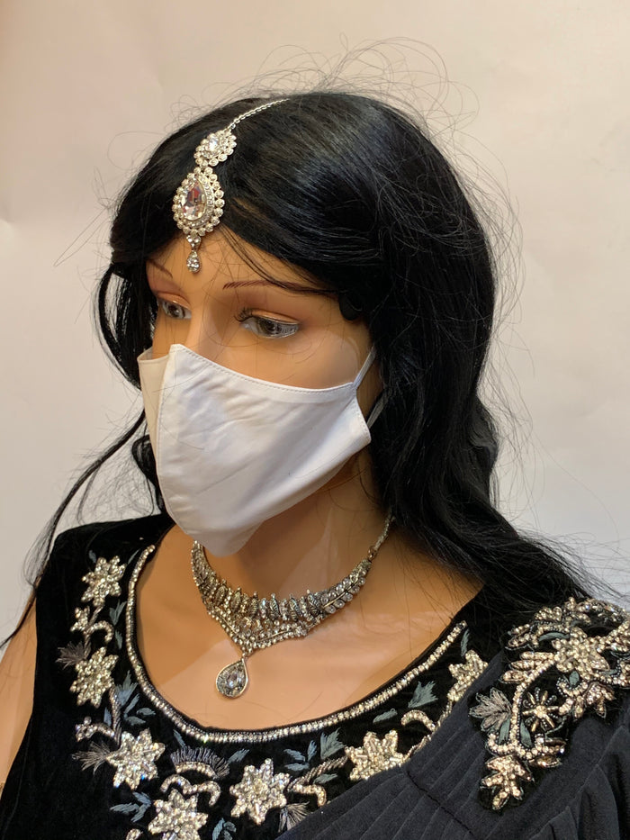Unisex Designer Plain white Silk Cloth Face Masks