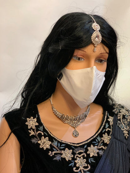 Unisex Designer Plain white Silk Cloth Face Masks