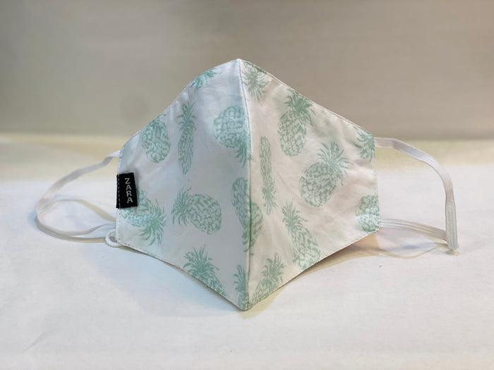 Unisex Designer White With Pineapple Printed Cloth Face Masks