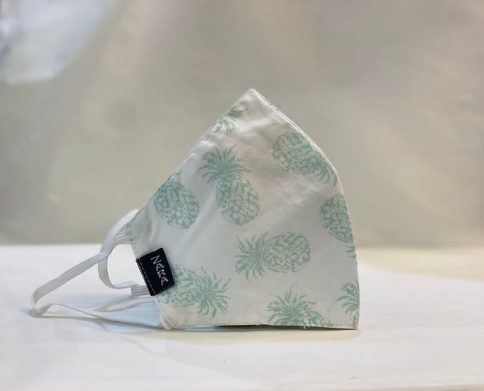 Unisex Designer White With Pineapple Printed Cloth Face Masks