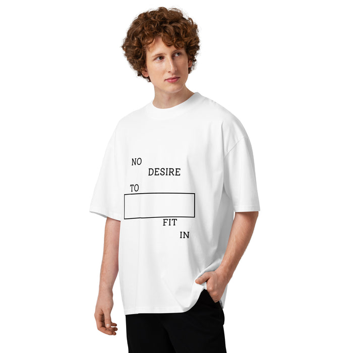Unisex High Neck T Shirt in white organic cotton with minimalist black graphic