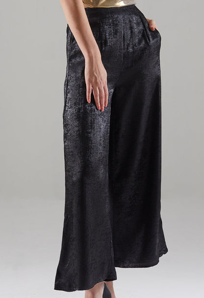 Velvet Glow Textured Wide Leg Trousers