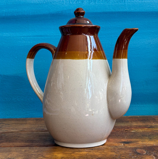 Vintage 1970's Brown Ceramic Coffee Pot