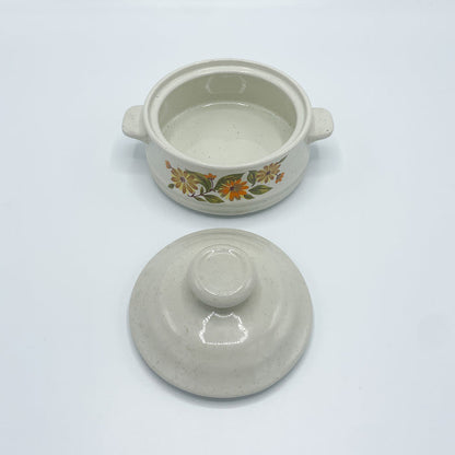 Vintage 1970s Floral Casserole Crock Dish