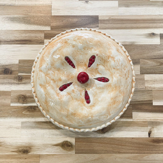 Vintage 1980's Cherry Pie Ceramic Covered Dish