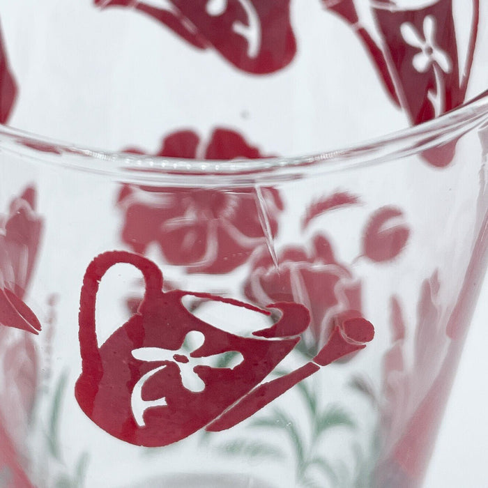 Vintage 1960's Mid-Century Glassware Red Poppies Set of 6