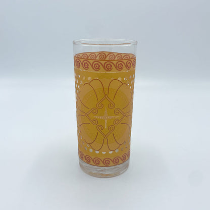 Vintage Mid-Century 1960's 1970's Orange Flower Set of Tumbler Glasses & Pitcher