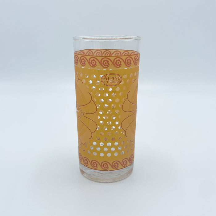 Vintage Mid-Century 1960's 1970's Orange Flower Set of Tumbler Glasses & Pitcher