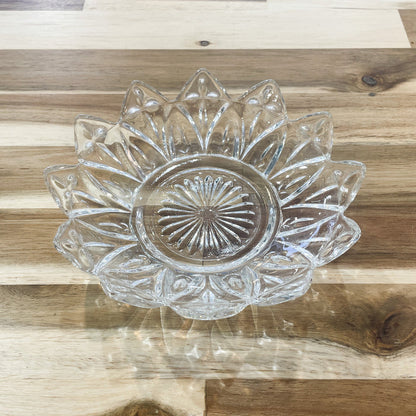 Vintage Mid-Century Pressed Glass Flower Dish