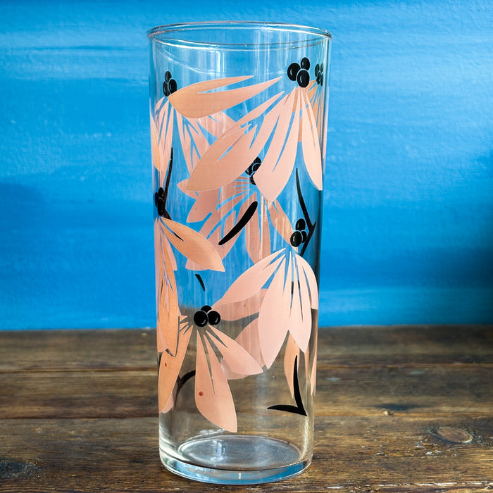 Vintage Tall Pastel Leaves Glasses