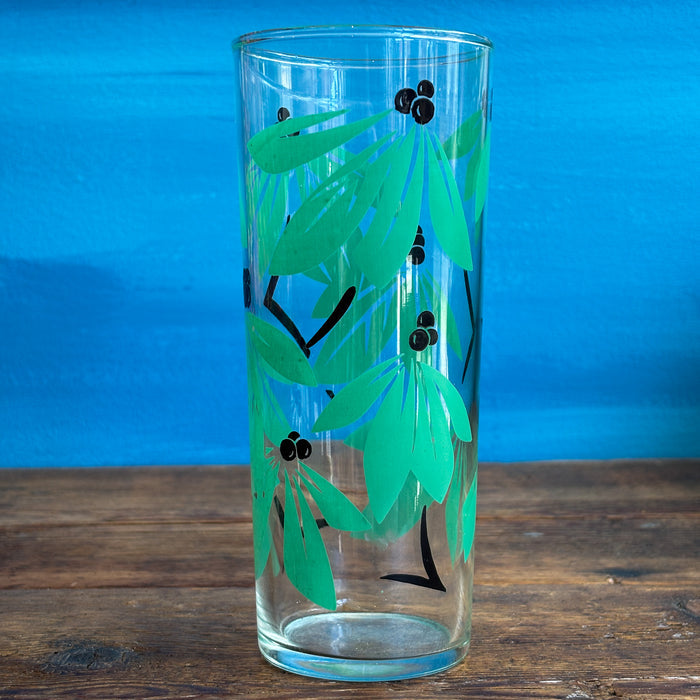 Vintage Tall Pastel Leaves Glasses