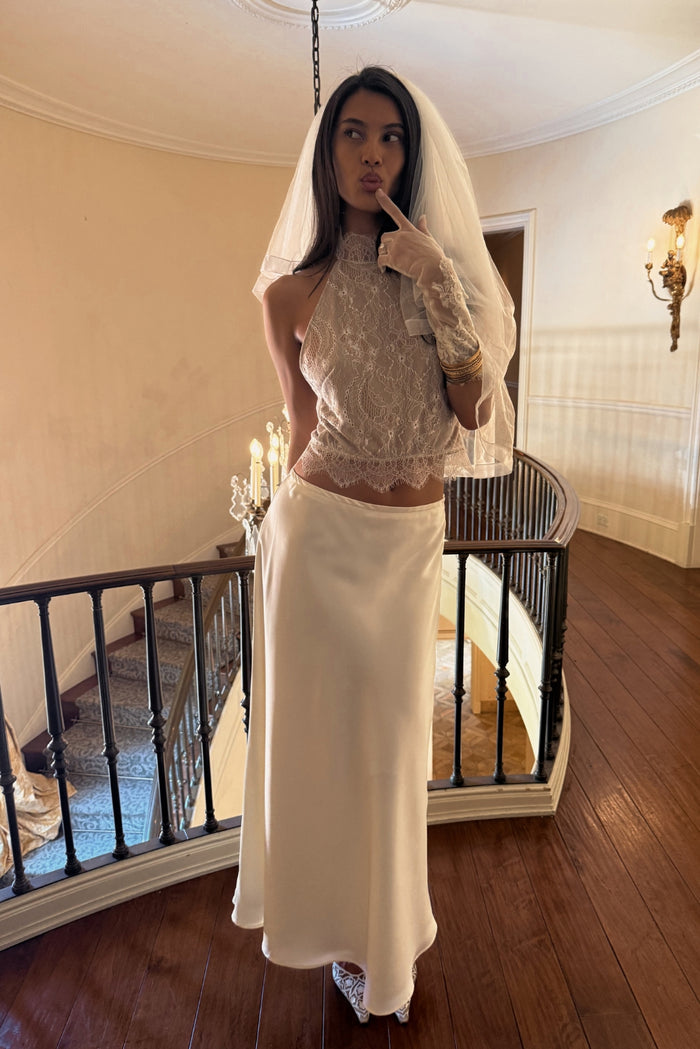 Vivette White Lace Halter Top