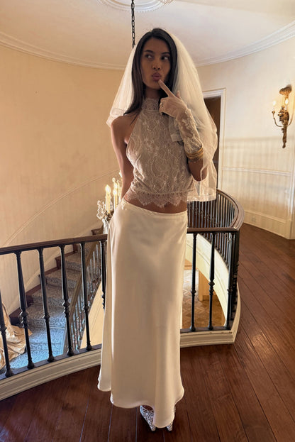 Vivette White Lace Halter Top