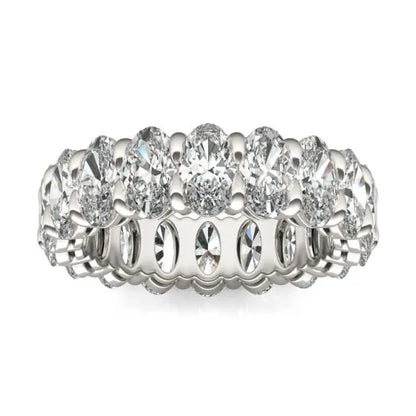 VossAgin - 4 CTW Oval Lab Grown Diamond Couture Classic Eternity Ring 14K White Gold (G-VS) - 8.5