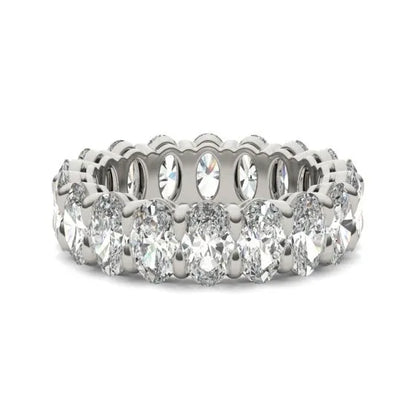 VossAgin - 4 CTW Oval Lab Grown Diamond Couture Classic Eternity Ring 14K White Gold (G-VS) - 8.5