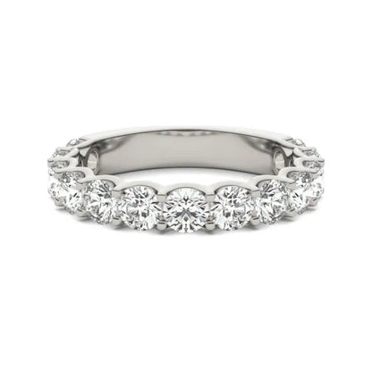 VossAgin - 2 1/15 CTW Lab Grown Round Cut Diamond Half Eternity Ring in 14K White Gold - G-VS - 8.5