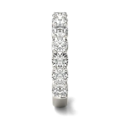 VossAgin - 2 1/15 CTW Lab Grown Round Cut Diamond Half Eternity Ring in 14K White Gold - G-VS - 8.5