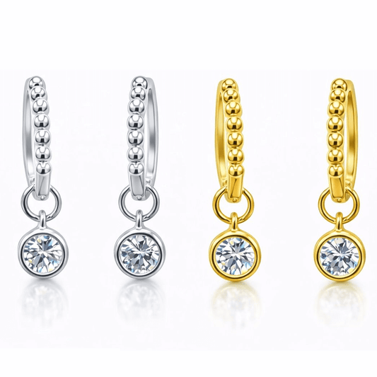 VossAgin Moissanite Beaded Hoop Earrings