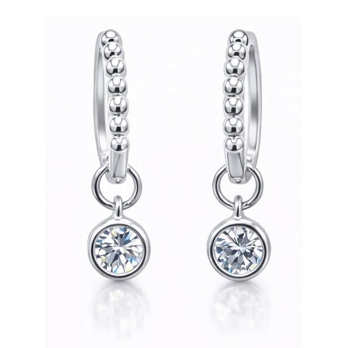 VossAgin Moissanite Beaded Hoop Earrings