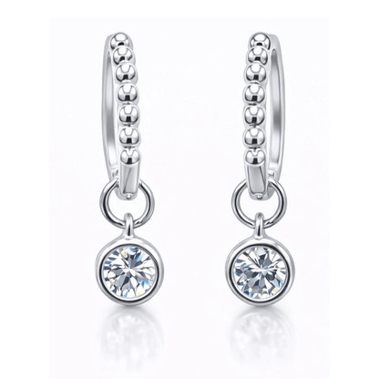 VossAgin Moissanite Beaded Hoop Earrings