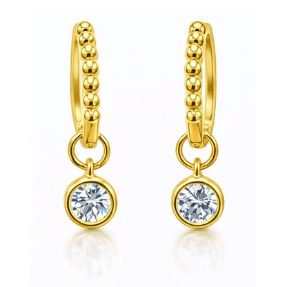VossAgin Moissanite Beaded Hoop Earrings