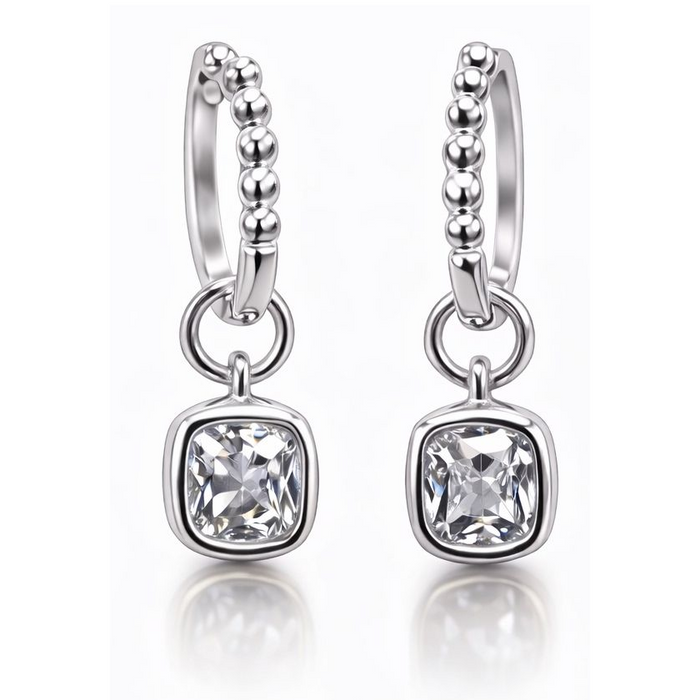 VossAgin Moissanite Beaded Hoop Earrings