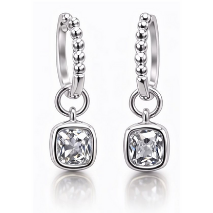 VossAgin Moissanite Beaded Hoop Earrings