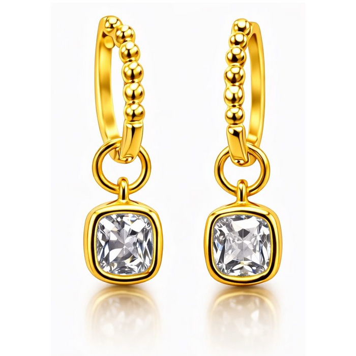 VossAgin Moissanite Beaded Hoop Earrings