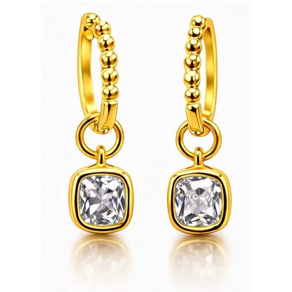 VossAgin Moissanite Beaded Hoop Earrings
