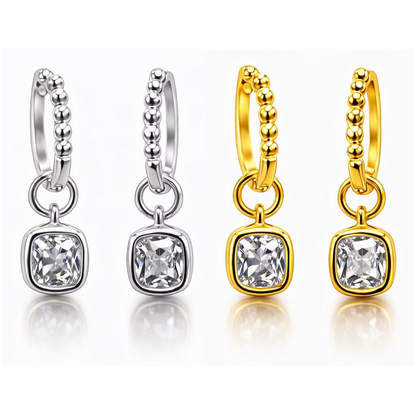 VossAgin Moissanite Beaded Hoop Earrings