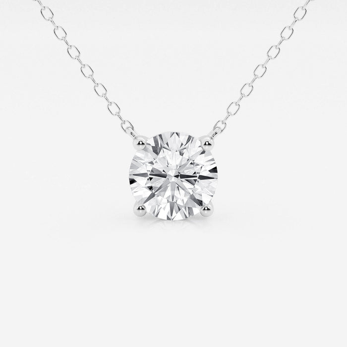 VossAgin - 3.00 ct Lab Grown Round Diamond Floating Solitaire Pendant in 14K White or Yellow Gold – AGI Certified - White Gold