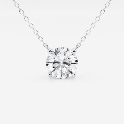 VossAgin - 3.00 ct Lab Grown Round Diamond Floating Solitaire Pendant in 14K White or Yellow Gold – AGI Certified - White Gold