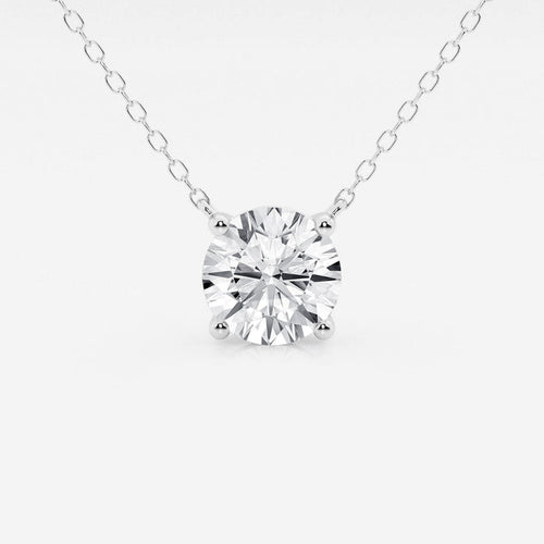 VossAgin - 3.00 ct Lab Grown Round Diamond Floating Solitaire Pendant in 14K White or Yellow Gold – AGI Certified - White Gold