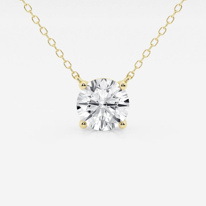 VossAgin - 3.00 ct Lab Grown Round Diamond Floating Solitaire Pendant in 14K White or Yellow Gold – AGI Certified - Yellow Gold